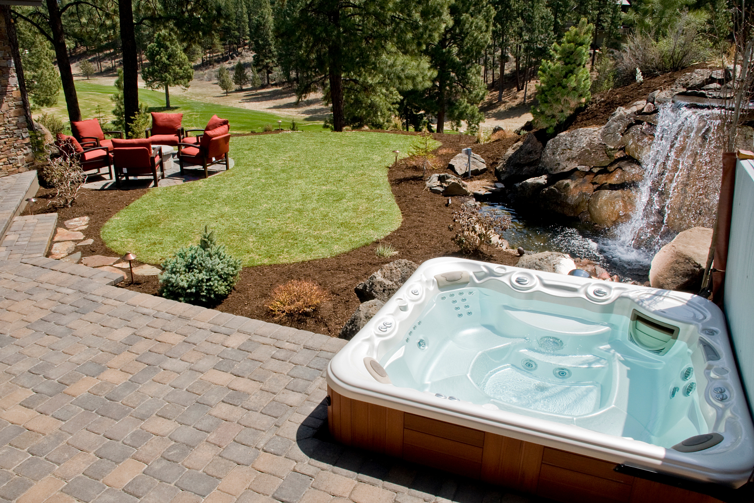 hot tub with patio setup